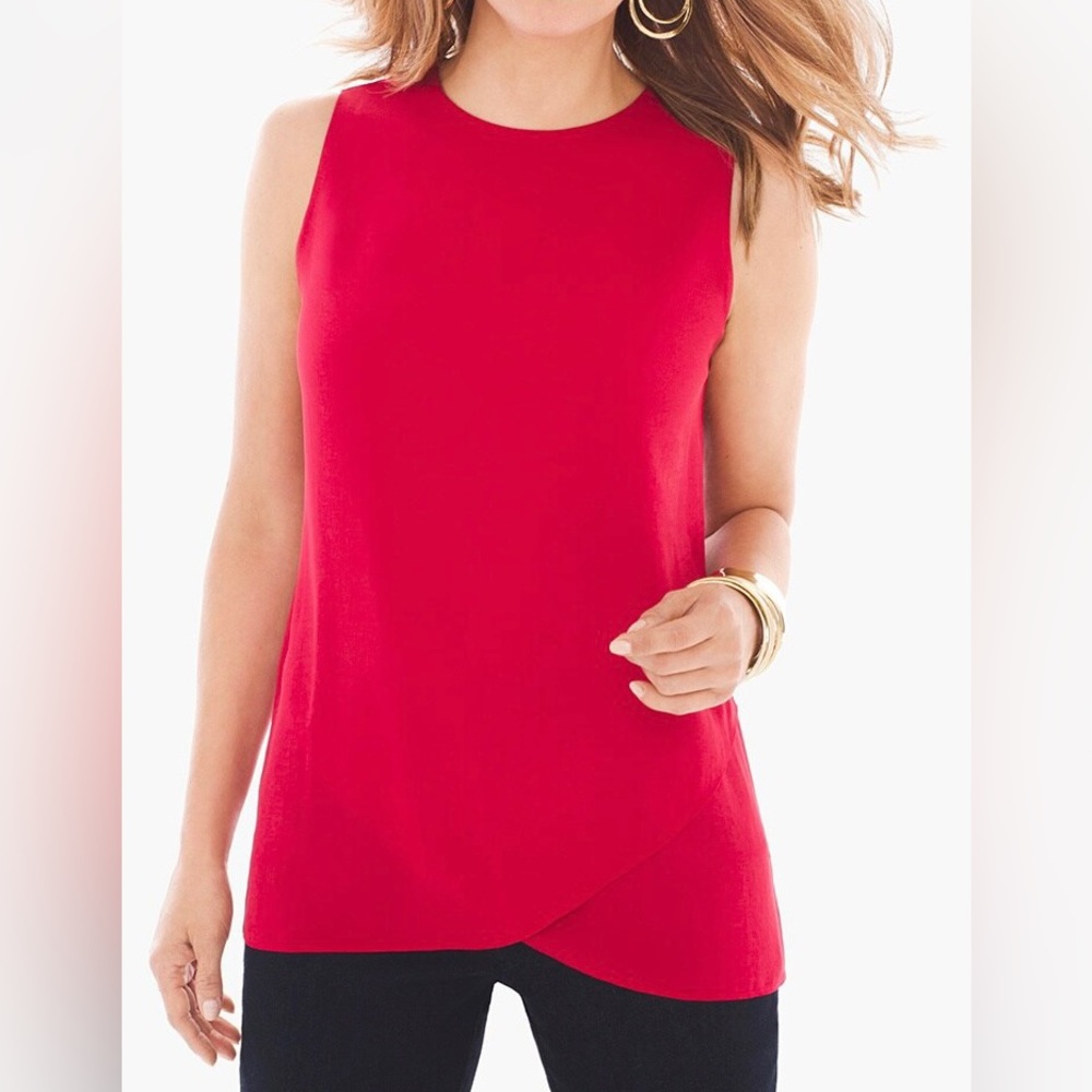 Chico’s Red Classic Layer Jade Tank Size L